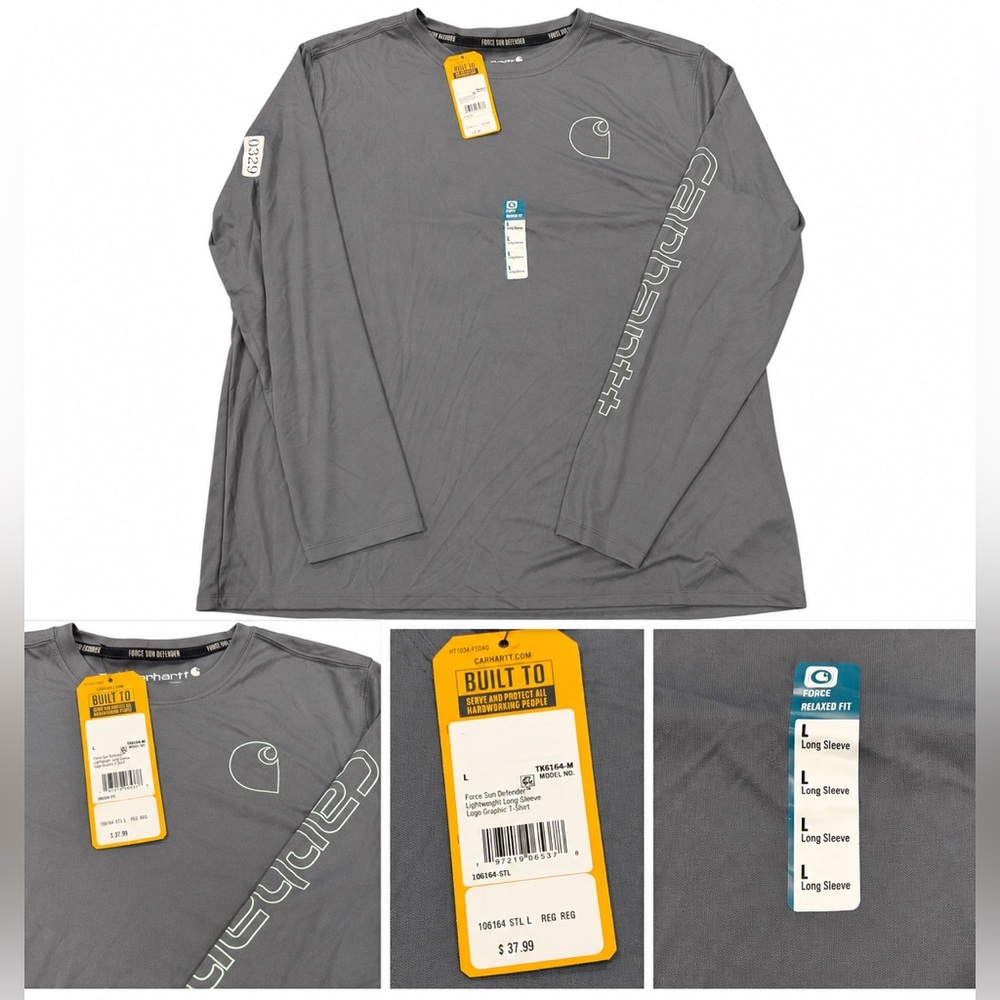 Carhartt Long-Sleeve Performance Tee - Charcoal Gray Large
